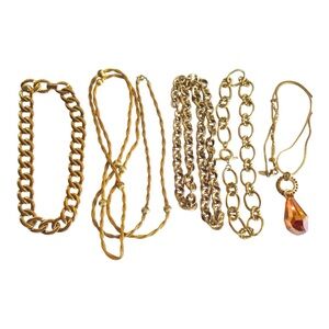 Gold Tone Necklace Lot Long Layering